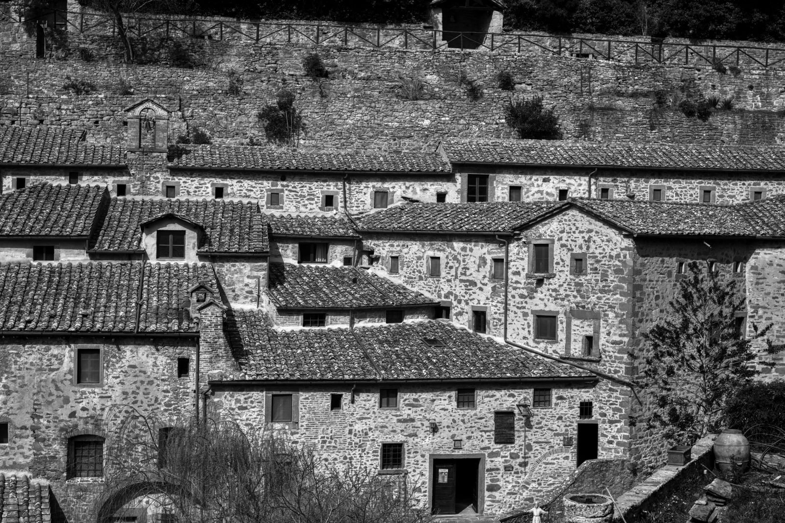 Stone houses in a Tuscan village